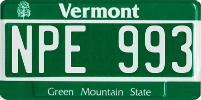 VT license plate NPE993