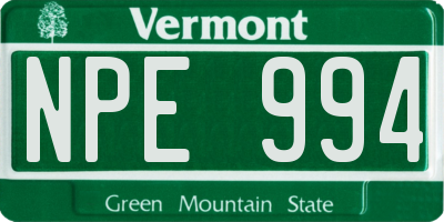 VT license plate NPE994
