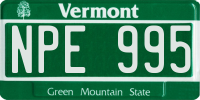 VT license plate NPE995