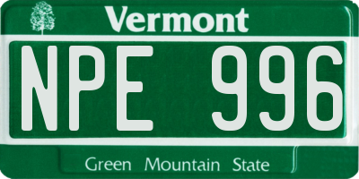 VT license plate NPE996