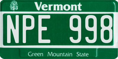 VT license plate NPE998