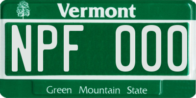VT license plate NPF000