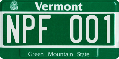 VT license plate NPF001