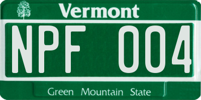 VT license plate NPF004