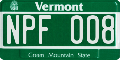 VT license plate NPF008