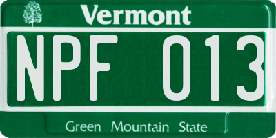 VT license plate NPF013