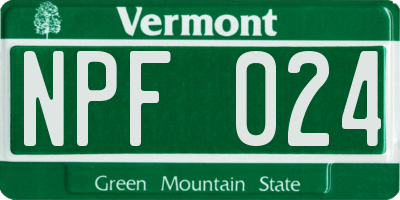 VT license plate NPF024