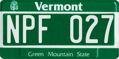 VT license plate NPF027
