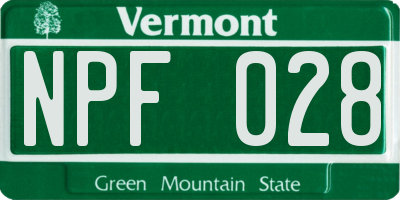 VT license plate NPF028