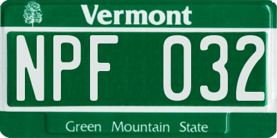 VT license plate NPF032