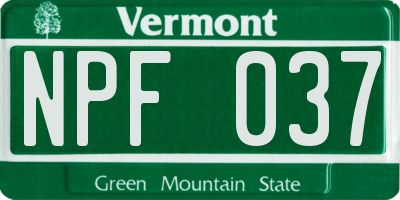 VT license plate NPF037