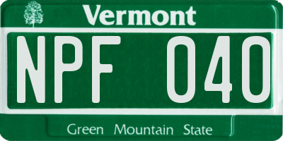 VT license plate NPF040