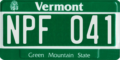 VT license plate NPF041