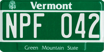 VT license plate NPF042