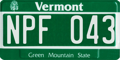 VT license plate NPF043