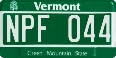 VT license plate NPF044