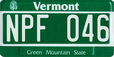 VT license plate NPF046