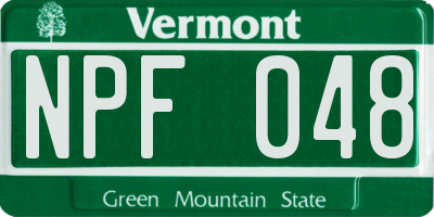VT license plate NPF048