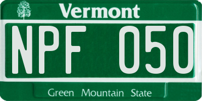 VT license plate NPF050
