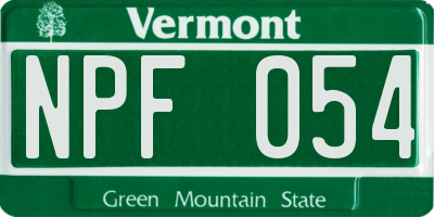 VT license plate NPF054