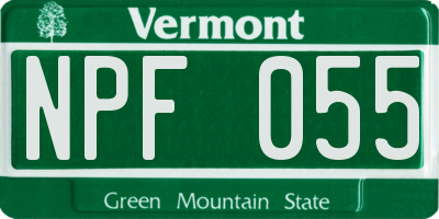 VT license plate NPF055