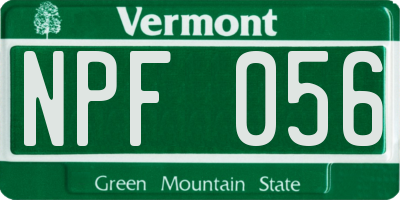 VT license plate NPF056