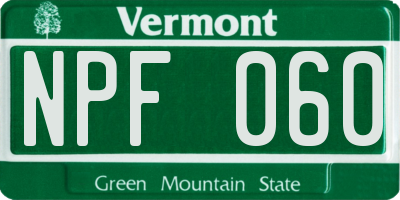 VT license plate NPF060