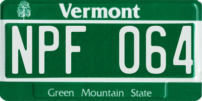 VT license plate NPF064