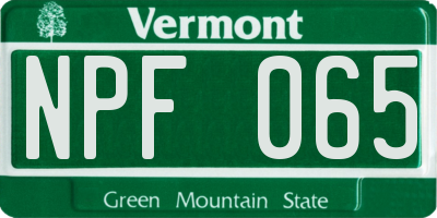 VT license plate NPF065