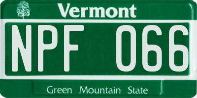 VT license plate NPF066