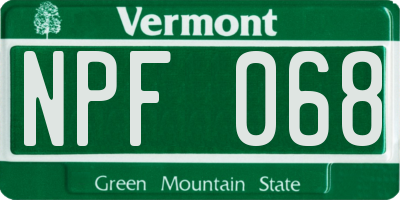 VT license plate NPF068