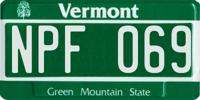 VT license plate NPF069