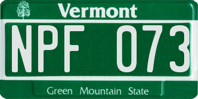 VT license plate NPF073