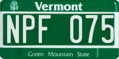 VT license plate NPF075