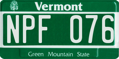 VT license plate NPF076