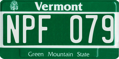 VT license plate NPF079