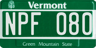 VT license plate NPF080