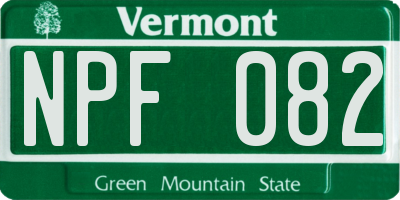 VT license plate NPF082