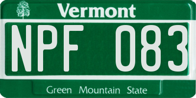 VT license plate NPF083