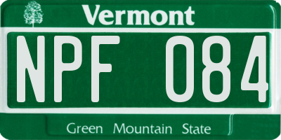 VT license plate NPF084