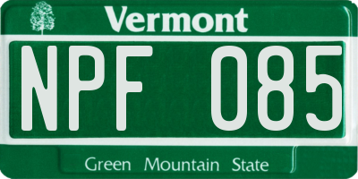 VT license plate NPF085