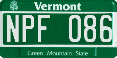 VT license plate NPF086