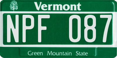 VT license plate NPF087