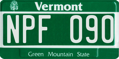 VT license plate NPF090