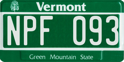 VT license plate NPF093