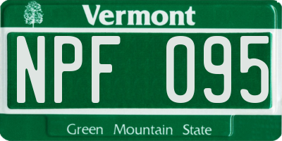 VT license plate NPF095