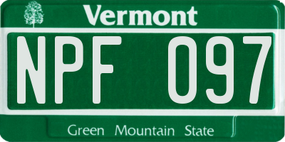 VT license plate NPF097