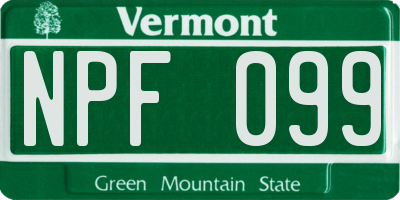 VT license plate NPF099