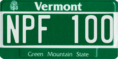 VT license plate NPF100