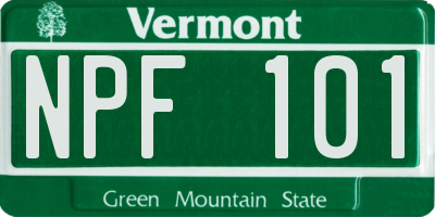VT license plate NPF101